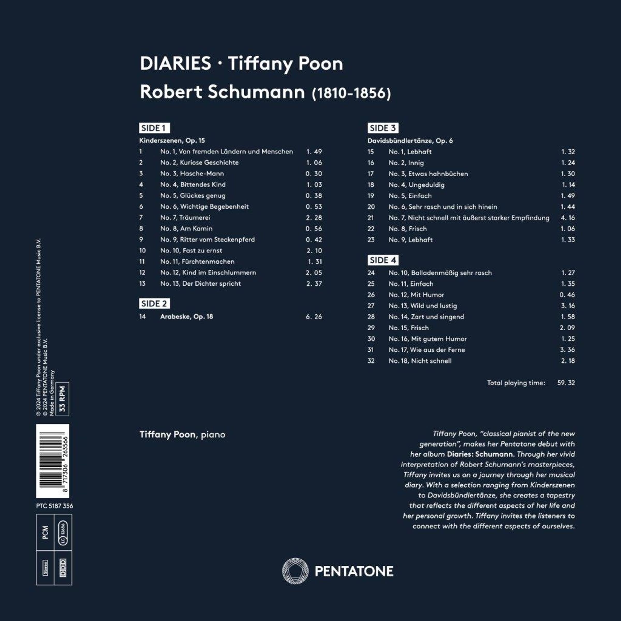 Tiffany Poon - Diaries - Schumann (2LP Vinyl)